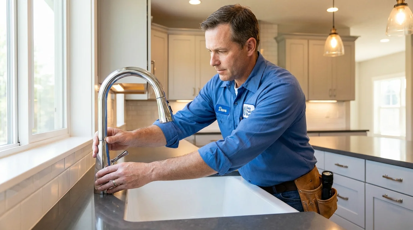 Kitchen faucet installation by Johns Plumbing LLC in Peabody